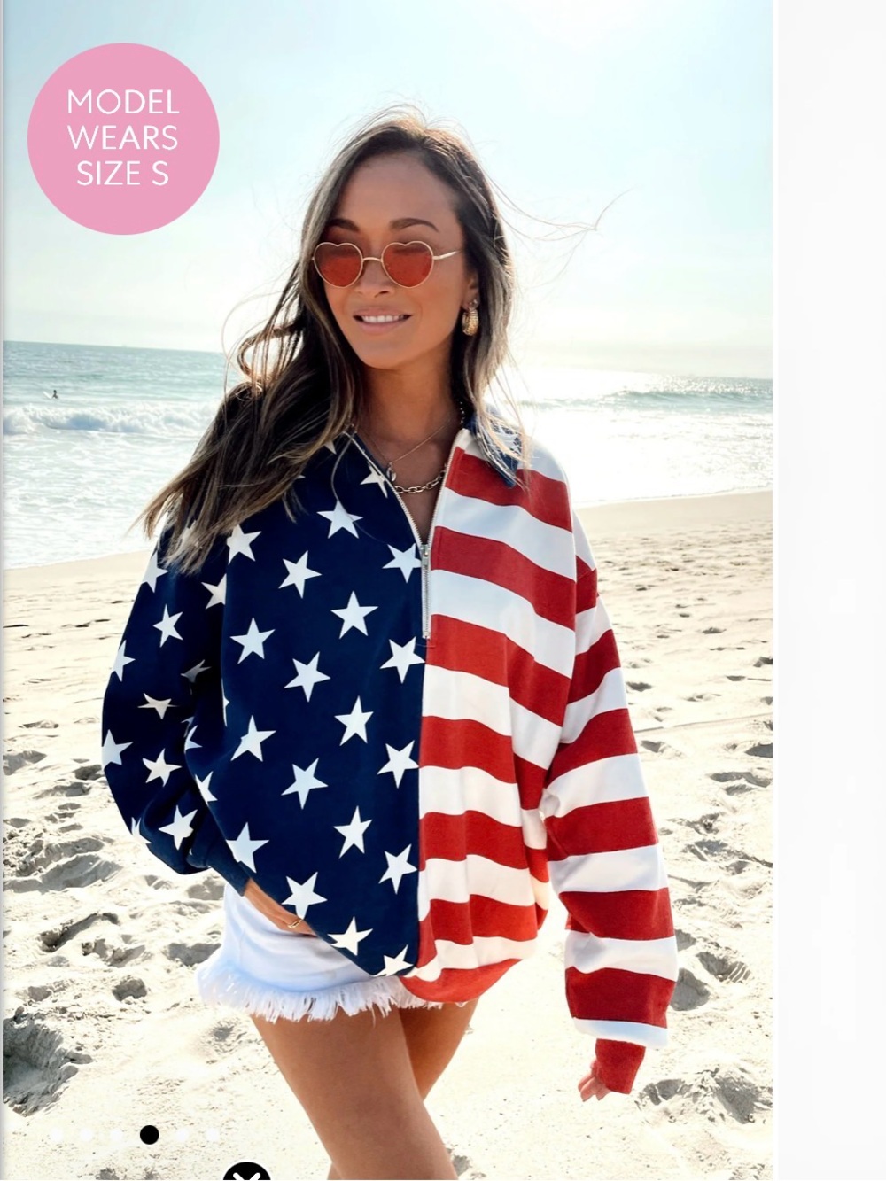 Show Me Your Mumu Benny Half Zip Flag Knit Sweatshirt Patriotic USA Size M EUC